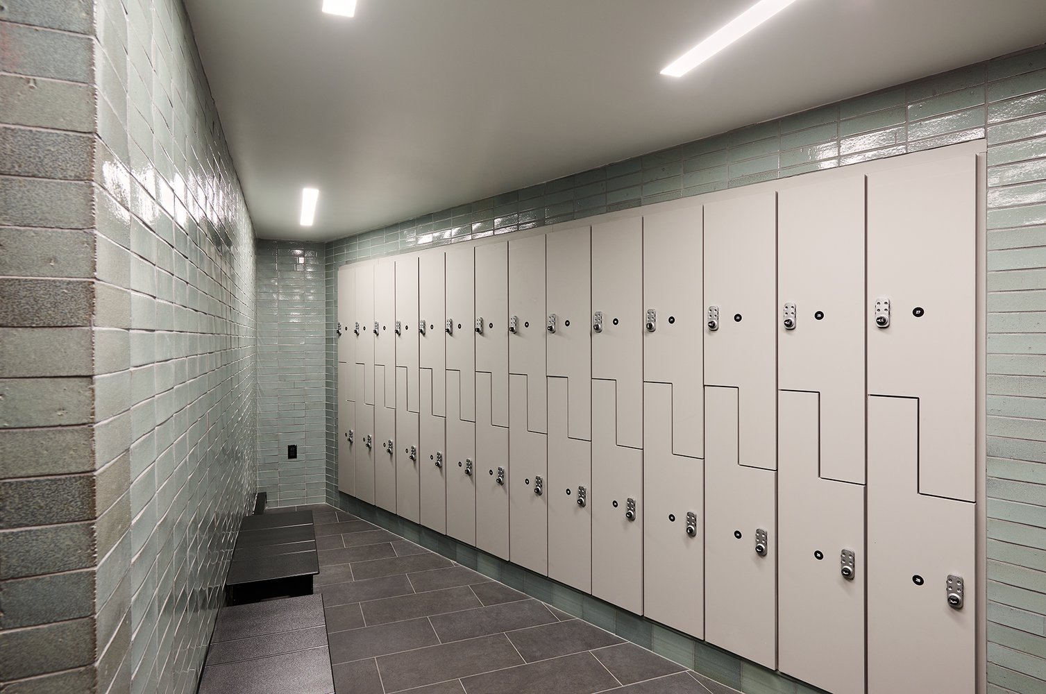 Lockers in the Nomad Tower’s fitness center